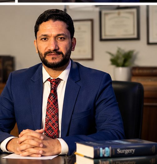 Dr. Gul Muhammad seated in his consulting office